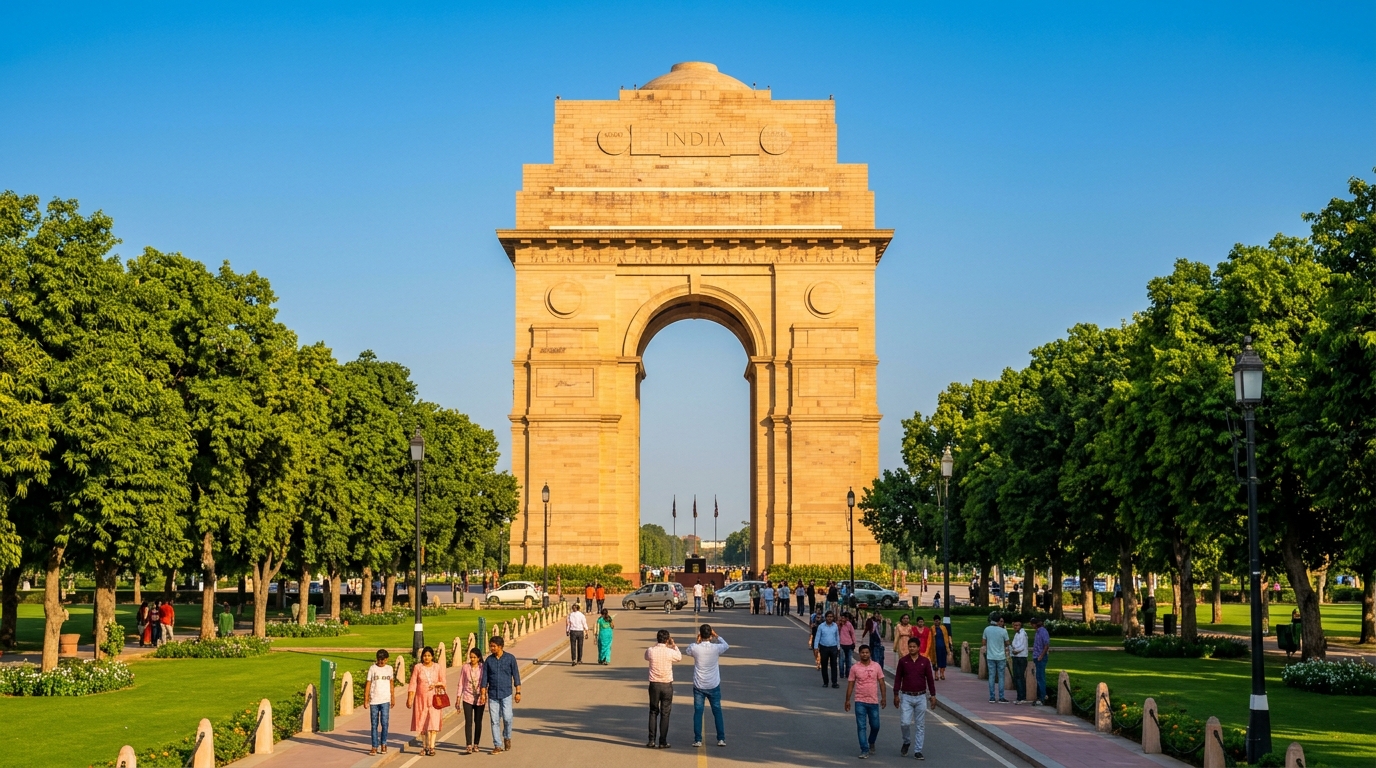 India Gate New Delhi in warm sunlight
